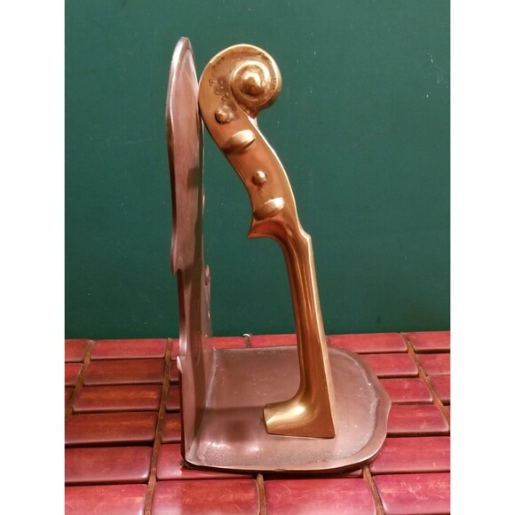 Vintage Handcrafted Solid Brass Violin Bookend 7"x5"x4" - Picture 4 of 7